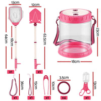 Keezi Kids Bug Catcher Kit 12pc Outdoor Explorer Toys Insect Viewer Net Shovel Pink