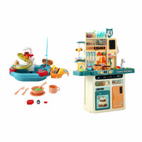 Keezi 2 Piece Kids Pretend Kitchen Playset Water Toys Fishing Game Food Play