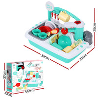 Keezi Kids Kitchen Play Set Play Pretend Sink Dishwasher Toys Green
