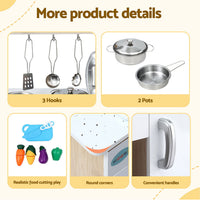 Keezi Kids Kitchen Play Set Wooden Pretend Toys Cooking Children Clock Beige