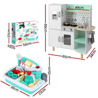 Keezi Kid Pretend Kitchen Wooden Play Sink Playset Dishwasher Toys Green