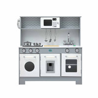Keezi Wooden Play Kitchen Pretend Kitchen 82cm Kids Toy Food Set Grey