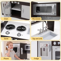 Keezi Kids Play Kitchen Pretend Toy Kitchen With Wooden Play Food Set