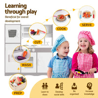 Keezi Kids Play Kitchen Pretend Toy Kitchen With Wooden Play Food Set