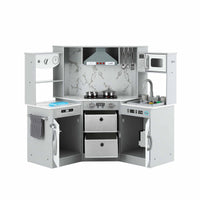 Keezi 112cm Wooden Pretend Kitchen Playset Kids Toy Sink Stove Grey
