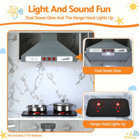 Keezi 112cm Wooden Pretend Kitchen Playset Kids Toy Sink Stove Grey
