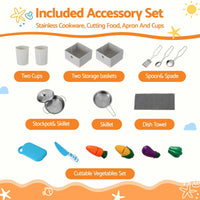 Keezi 112cm Wooden Pretend Kitchen Playset Kids Toy Sink Stove Grey