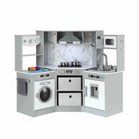 Keezi 112cm Wooden Pretend Kitchen Playset Kids Toy Sink Stove Grey