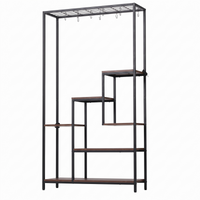Artiss Tall Plant Stand Indoor, 6-Tier Pot Plant Shelf with Hanging Hooks, Metal & Wooden Flower Holder, Large Tiered Display Rack for Patio Garden Balcony Living Room, Indoor Outdoor Use