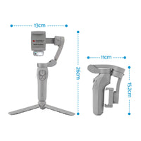 Devanti 3-Axis Handheld Gimbal Stabilizer for Smartphone & Tripod AI Tracking Fill Light