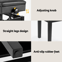 Alpha Adjustable Piano Bench Wooden Keyboard Seat Padded Music Chair Black
