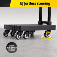 Giantz Folding Hand Truck Platform Trolley Foldable Dolly Cart 200kg Load Black