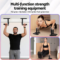 Everfit Pull Up Bar Chin Up Grips Foldable Doorway Gym Portable Black