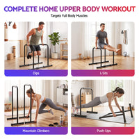 Everfit Dip Station Parallette Bars Home Gym Workout Stand Black