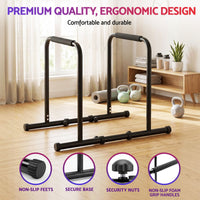 Everfit Dip Station Parallette Bars Home Gym Workout Stand Black