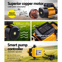 Giantz Garden Water Pump High Pressure 2500W Max 6-Stage Tank Irrigation Transfer Booster Yellow