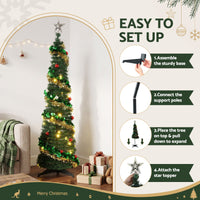 Jingle Jollys Pop Up Christmas Tree Pre Decorated Warm White LED 160cm