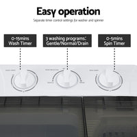 Devanti Portable Washing Machine Twin Tub 4.5KG