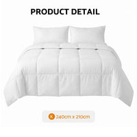 Giselle Bedding King Quilt, 200GSM Summer Duck Down Feather Doona Insert
