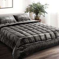 Giselle Bedding Faux Mink Quilt Charcoal Single King