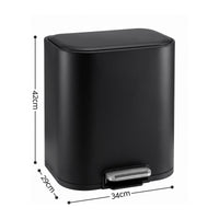 Cefito 20L Trash Bin Steel Pedal Bins Soft Close Kitchen Rubbish Waste Can Black