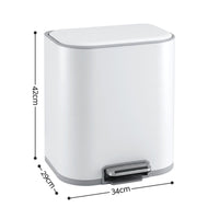 Cefito 20L Trash Bin Steel Pedal Bins Soft Close Kitchen Rubbish Waste Can White