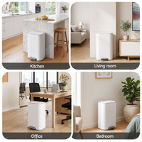 Cefito 30L Pedal Rubbish Bin Kitchen Trash Garbage Waste Can Soft Close White