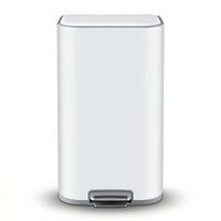 Cefito Kitchen Trash Can 40L Pedal Bins Rubbish Bin Steel with Soft Close Lid, Removable Inner Bucket, Rectangular Garbage Can Recycling Bin, White