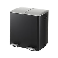 Cefito Pedal Bins Rubbish Bin Dual Compartment Waste Recycle Dustbins 40L Black