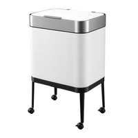 Cefito 40L Press Top Trash Can Kitchen Rubbish Bin Moblie Stainless Steel White