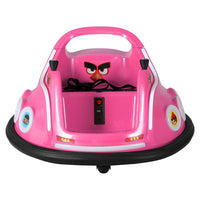 Kids Ride On Car Bumper Electric Ride On Cars Light Remote Angry Birds Sticker Pink