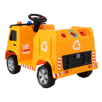 Kids Ride On Car Garbage Truck Police Light 12V Electric Toys Cars Yellow