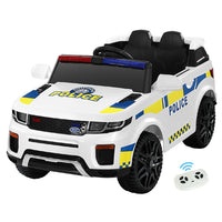 Kids Electric Ride On Patrol Police Car Horn Music Remote White