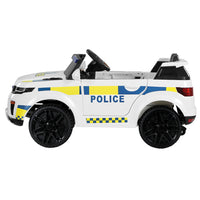 Kids Electric Ride On Patrol Police Car Horn Music Remote White