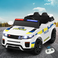 Kids Electric Ride On Patrol Police Car Horn Music Remote White