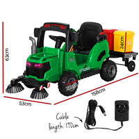Kids Electric Ride On Car Street Sweeper Truck Toy Cars Remote 12V Green