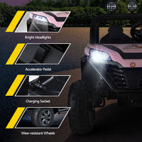 Rigo Kids Ride On Car Electric Toys Cars Headlight Music Remote Control Pink