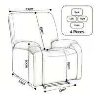 Artiss Stretch Kids Recliner Cover 4-Pieces Recliner Chair Slipcovers Printed Polyester