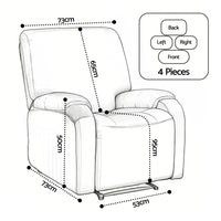 Artiss Stretch Kids Recliner Cover 4-Pieces Recliner Chair Slipcovers Printed Polyester