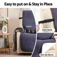 Artiss Quilted Recliner Chair Covers 100% Waterproof Recliner Slipcovers Grey