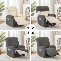 Artiss Recliner Chair Covers with Storage Side Pockets Grey Fabric