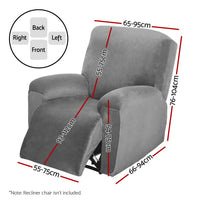 Recliner Chair Covers 1 Seater Velvet Grey