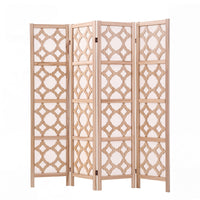 Artiss 4 Panel Room Divider Folding Privacy Screen Wooden Partition Geometric Freestanding Separator Natural 170cm