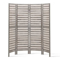 4 Panel Room Divider Screen 163x170cm Louver Grey