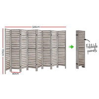 8 Panel Room Divider Screen 326x170cm Louver Grey