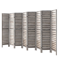 8 Panel Room Divider Screen 326x170cm Louver Grey