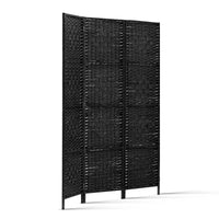 3 Panel Room Divider Screen 123x170cm Woven Black