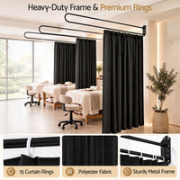 Artiss Room Divider Wall Mounted Hanging Curtain Partition Screen Black 200x220cm