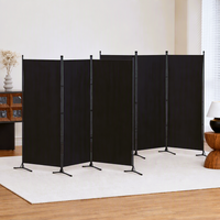 Artiss 3 Panel Room Divider Set of 2 Folding Privacy Screen Fabric Room Separator Partition Black