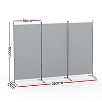 Artiss 3 Panel Room Divider Screen 260x180cm Fabric Grey